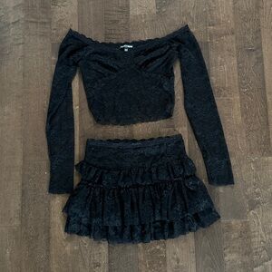 Black Lace Skirt Set
